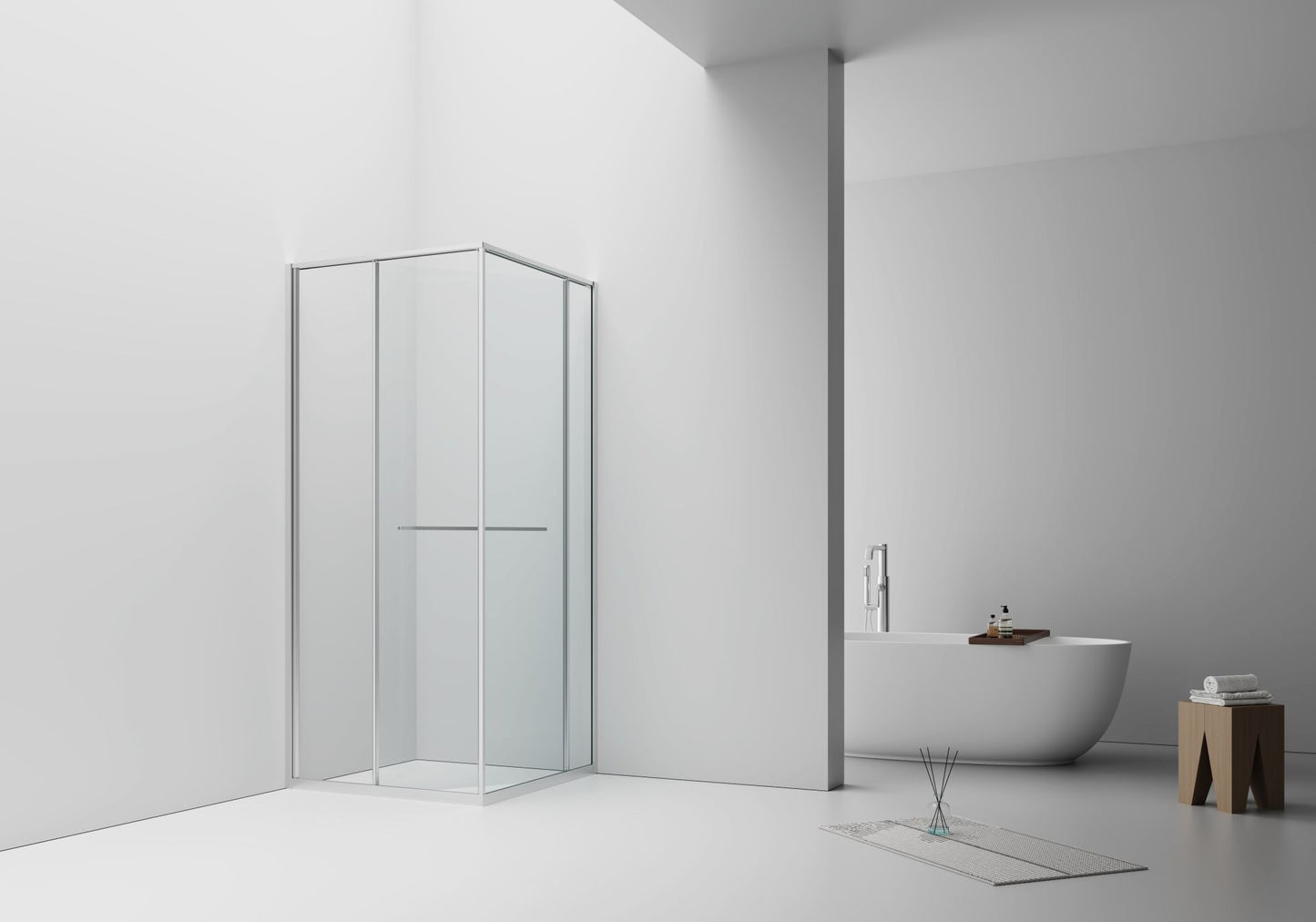 Cabine De Douche Inslide 90x90x200 CHROME KIT Porte De Douche Coulissante Intérieur Verre Clair 6mm