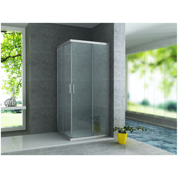Cabine de douche - entrée d'angle - 2 p. coul. - 800X1950mm 6mm - Verre Clair